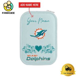 NFL Miami Dolphins Heart Pattern Custom Led Makeup Box