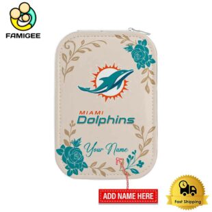 NFL Miami Dolphins Lips Flower Gathering Pattern Custom Led Makeup Box