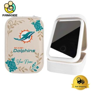 NFL Miami Dolphins Lips Flower Gathering Pattern Custom Led Makeup Box
