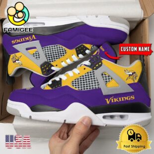 NFL Minnesota Vikings Classic Team Logo Custom Air Jordan 4 Shoes