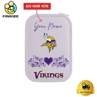 NFL Minnesota Vikings Heart Pattern Custom Led Makeup Box