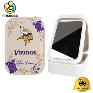 NFL Minnesota Vikings Lips Flower Gathering Pattern Custom Led Makeup Box
