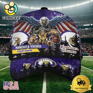 NFL Minnesota Vikings Mascot Logo Custom Name Baseball Cap