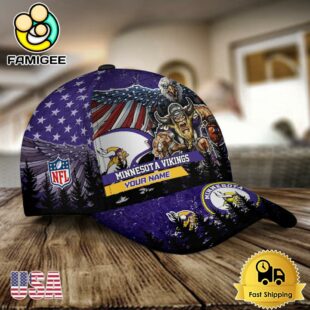 NFL Minnesota Vikings Mascot Logo Custom Name Baseball Cap