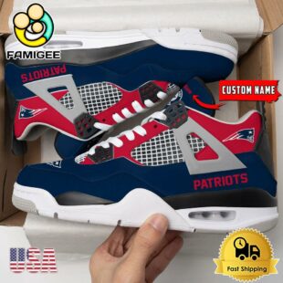 NFL New England Patriots Classic Team Logo Custom Air Jordan 4 Shoes