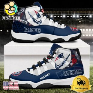 NFL New England Patriots Every Down Counts Custom Air Jordan 11 Shoes
