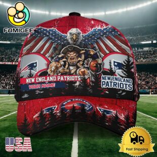 NFL New England Patriots Mascot Logo Custom Name Baseball Cap