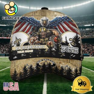 NFL New Orleans Saints Mascot Logo Custom Name Baseball Cap