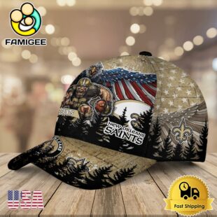NFL New Orleans Saints Mascot Logo Custom Name Baseball Cap