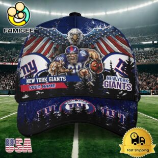 NFL New York Giants Mascot Logo Custom Name Baseball Cap