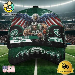 NFL New York Jets Mascot Logo Custom Name Baseball Cap