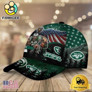 NFL New York Jets Mascot Logo Custom Name Baseball Cap