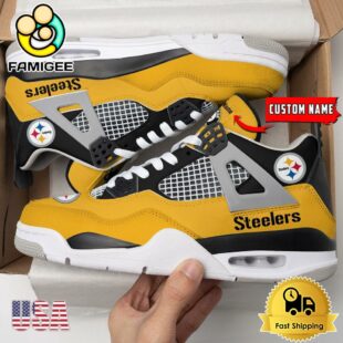 NFL Pittsburgh Steelers Classic Team Logo Custom Air Jordan 4 Shoes