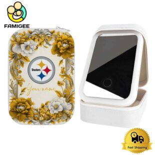 NFL Pittsburgh Steelers Flower Frame Pattern Custom Led Makeup Box