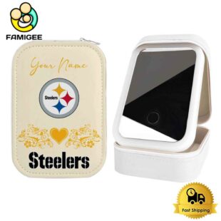 NFL Pittsburgh Steelers Heart Pattern Custom Led Makeup Box
