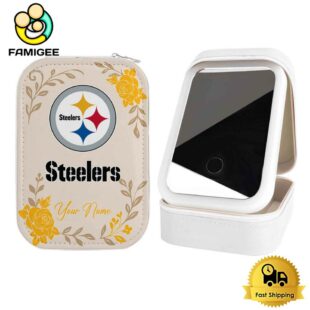 NFL Pittsburgh Steelers Lips Flower Gathering Pattern Custom Led Makeup Box