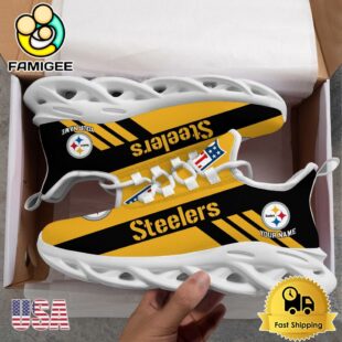 NFL Pittsburgh Steelers Patriotic Style Custom Name Max Soul Shoes