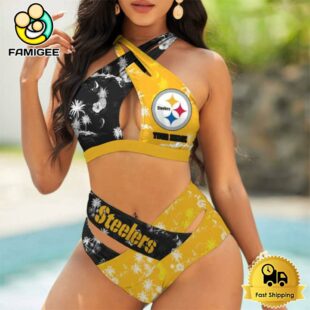 NFL Pittsburgh Steelers Team Logo Women Crisscross Swimsuit