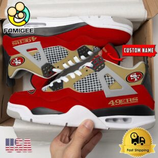NFL San Francisco 49ers Classic Team Logo Custom Air Jordan 4 Shoes