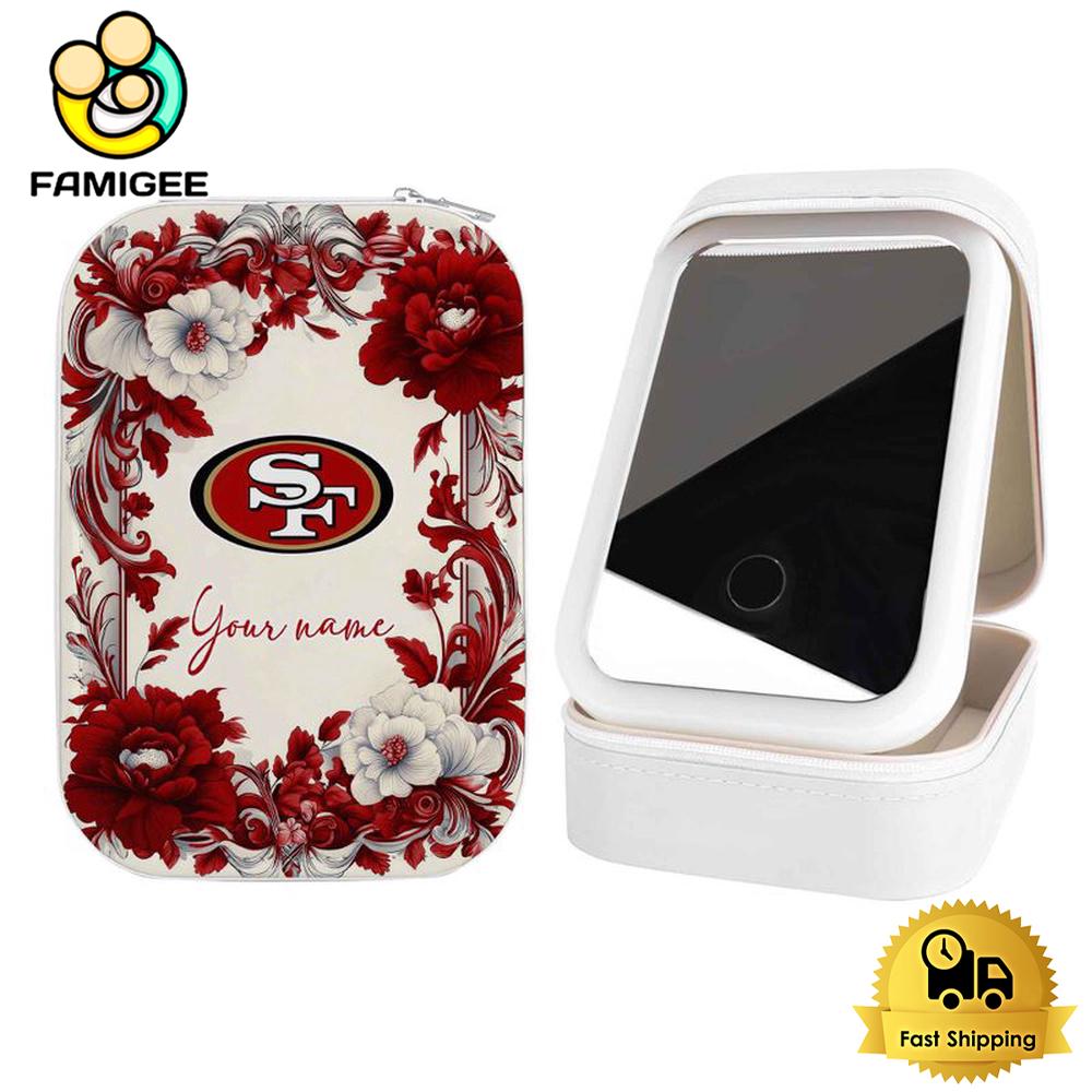 NFL San Francisco 49ers Flower Frame Pattern Custom Led Makeup Box , Happy Mothers Day Gift NFL San Francisco 49ers Flower Frame Pattern Custom Led Makeup Box , Happy Mothers Day Gift