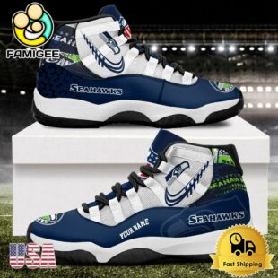 NFL Seattle Seahawks Every Down Counts Custom Air Jordan 11 Shoes