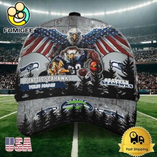 NFL Seattle Seahawks Mascot Logo Custom Name Baseball Cap