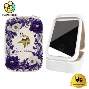 NFL Vikings Flower Frame Pattern Custom Led Makeup Box
