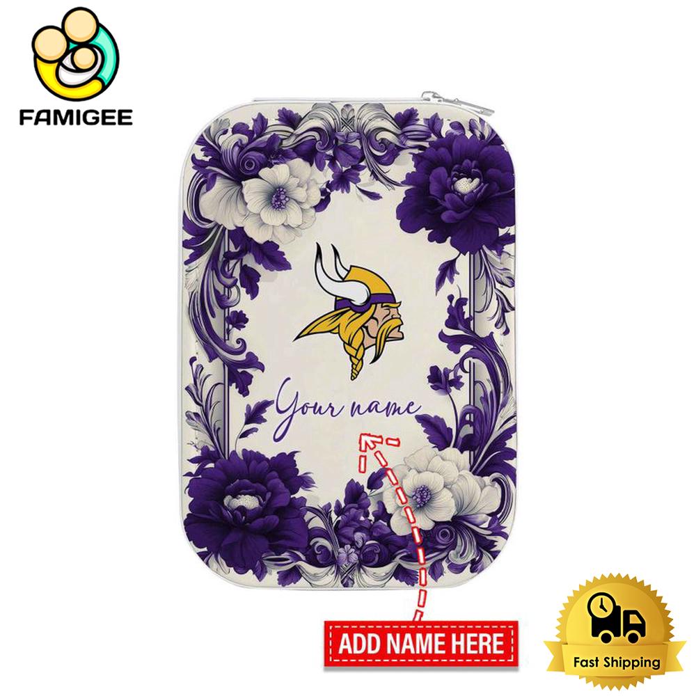 NFL Vikings Flower Frame Pattern Custom Led Makeup Box , Happy Mothers Day Gift NFL Vikings Flower Frame Pattern Custom Led Makeup Box , Happy Mothers Day Gift