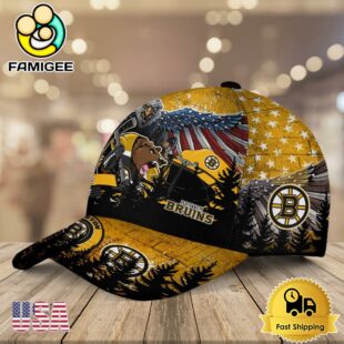 NHL Boston Bruins Mascot Logo Custom Name Baseball Cap