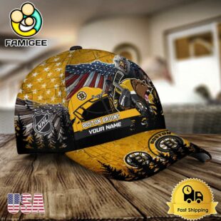 NHL Boston Bruins Mascot Logo Custom Name Baseball Cap