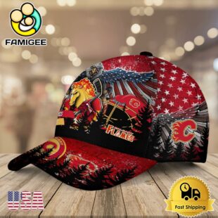 NHL Calgary Flames Mascot Logo Custom Name Baseball Cap