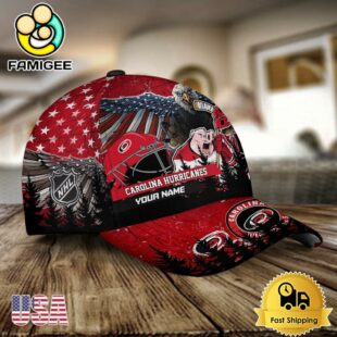 NHL Carolina Hurricanes Mascot Logo Custom Name Baseball Cap