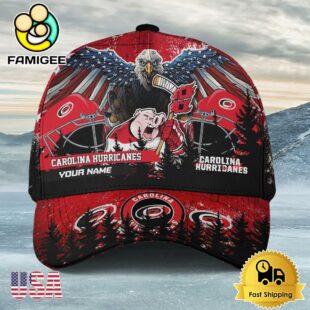 NHL Carolina Hurricanes Mascot Logo Custom Name Baseball Cap
