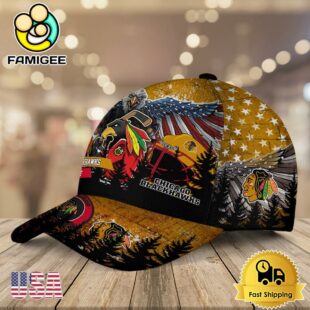 NHL Chicago Blackhawks Mascot Logo Custom Name Baseball Cap