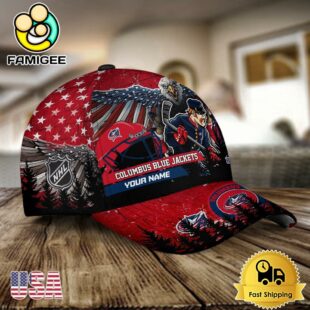 NHL Columbus Blue Jackets Mascot Logo Custom Name Baseball Cap