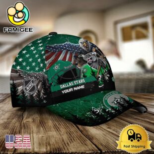 NHL Dallas Stars Mascot Logo Custom Name Baseball Cap