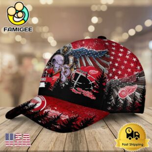 NHL Detroit Red Wings Mascot Logo Custom Name Baseball Cap