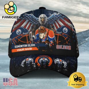 NHL Edmonton Oilers Mascot Logo Custom Name Baseball Cap