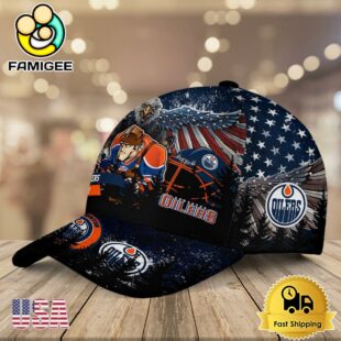 NHL Edmonton Oilers Mascot Logo Custom Name Baseball Cap