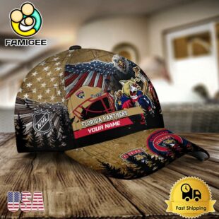 NHL Florida Panthers Mascot Logo Custom Name Baseball Cap