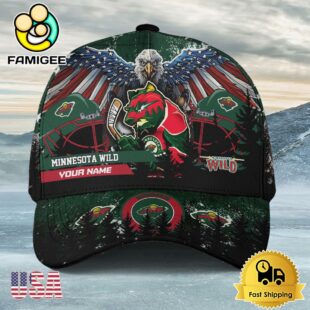 NHL Minnesota Wild Mascot Logo Custom Name Baseball Cap