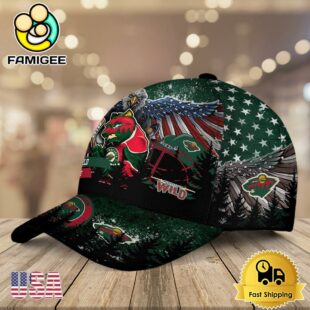 NHL Minnesota Wild Mascot Logo Custom Name Baseball Cap