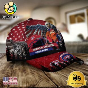 NHL Montreal Canadiens Mascot Logo Custom Name Baseball Cap