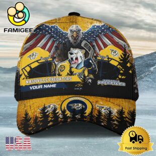 NHL Nashville Predators Mascot Logo Custom Name Baseball Cap