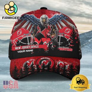 NHL New Jersey Devils Mascot Logo Custom Name Baseball Cap