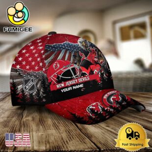 NHL New Jersey Devils Mascot Logo Custom Name Baseball Cap