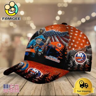 NHL New York Islanders Mascot Logo Custom Name Baseball Cap