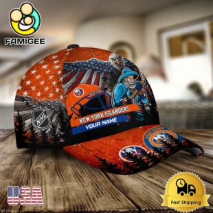 NHL New York Islanders Mascot Logo Custom Name Baseball Cap