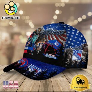 NHL New York Rangers Mascot Logo Custom Name Baseball Cap