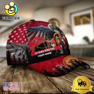NHL Ottawa Senators Mascot Logo Custom Name Baseball Cap